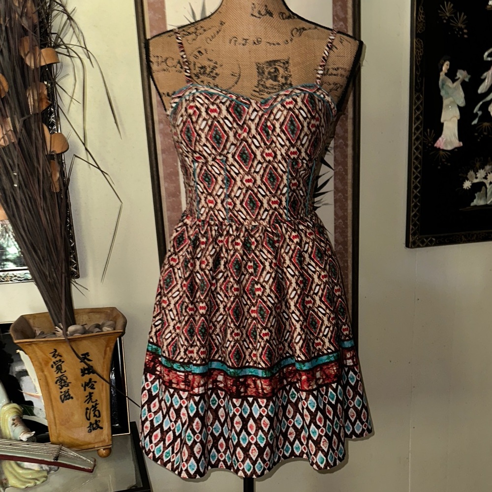 American Rag Strapless Dress with Geometric Pattern